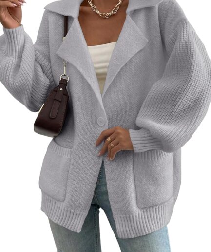 Women Open Front Knit Sweater Casual Long Sleeve V Neck Cardigan Fall 2025