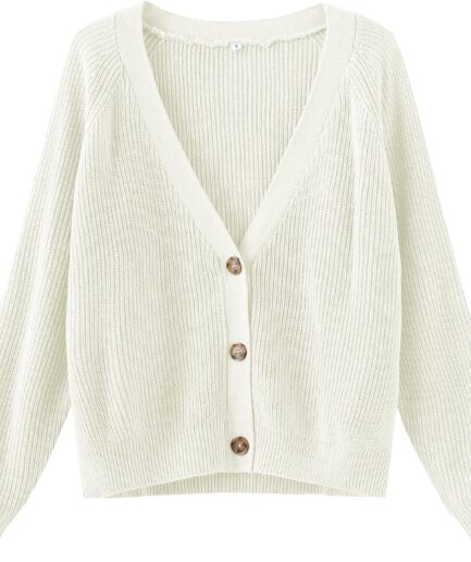 Women Long Sleeve Knit Sweater Open Front Cardigan Button Loose Outerwear