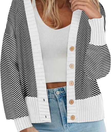 Women Cardigan 2025 Fall Winter Open Front Oversized Button V Neck Loose Soft Knit Sweater
